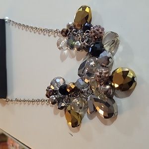 Silver necklace with multi colored stones